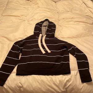 Free press black and white striped cropped hoodie